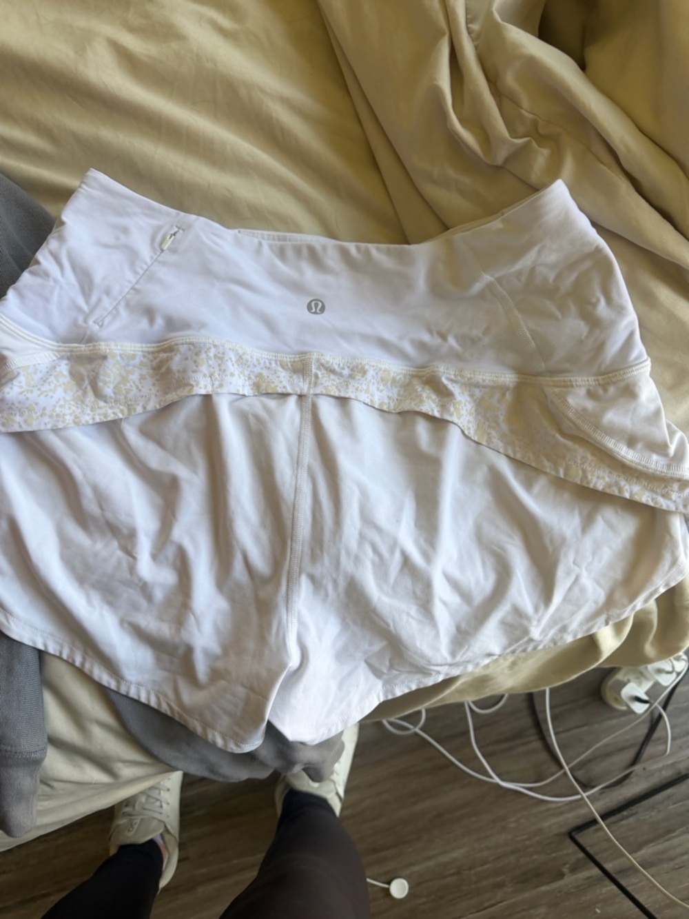 lululemon athletica White Athletic Skort with Subtle Floral Trim